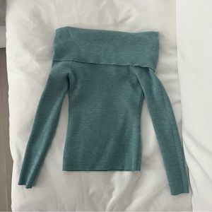 Aritzia Wilfred off shoulder blue wool sweater S
